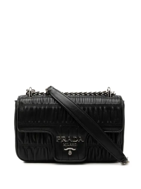 Prada Pre-Owned 2000-2010 Nappa Gaufre Chain Flap crossbody bag Black 60XC6YTIHI3UP54W