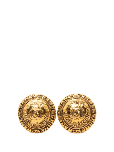 CHANEL Pre-Owned 20th Century CC Gold Plated Rue Cambon Round Clip on Earrings costume earrings Gold OXX7OF8G3RRLMT2S