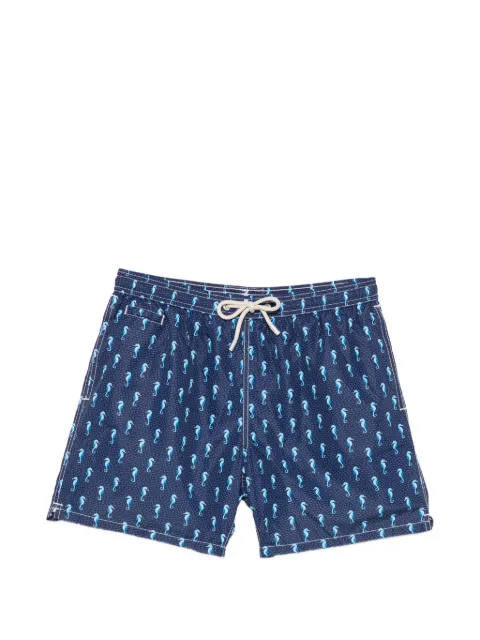 MC2 Saint Barth seahorse-print drawstring swim shorts Blue LIG0003