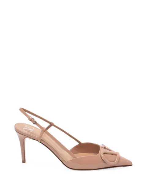 Valentino Garavani VLogo Signature patent-leather slingback pump 80mm Neutrals WS0R01DUW