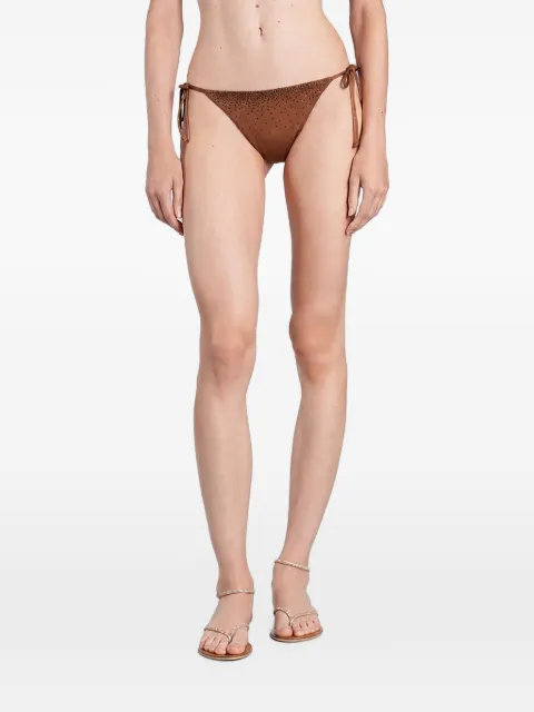 MC2 Saint Barth rhinestone-embellished side-tie bikini bottoms Brown MRL0001
