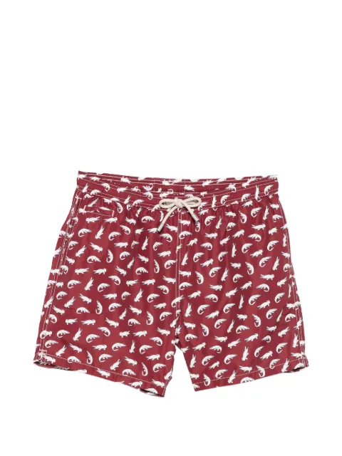 MC2 Saint Barth alligator-print drawstring swim shorts Red LIG0003