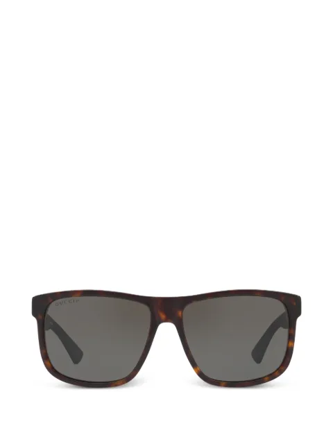 Gucci Web-stripe rectangle-frame sunglasses Brown GC0009704402L1