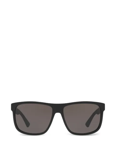 Gucci Web grosgrain-insert rectangle-frame sunglasses Black GC0009701100L1