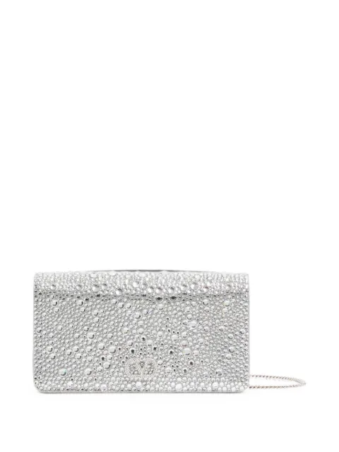 Valentino Garavani mini VLogo Signature cross body bag with sparkling embroidery Silver WP0AY5SCH
