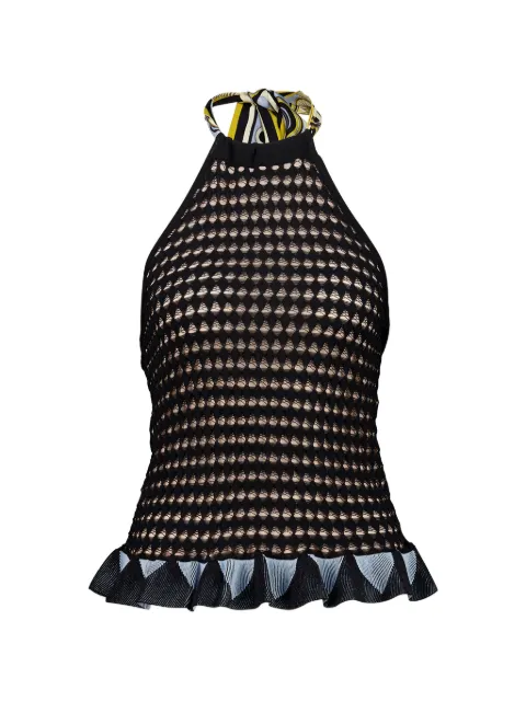 La DoubleJ Fiocchetto open-knit halterneck top Black PUL0376KNI211VA500BL03