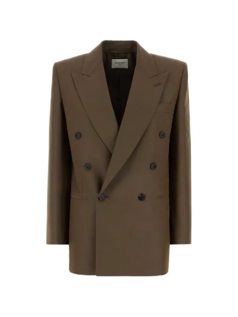 Saint Laurent peaked-lapel double-breasted blazer Brown 859880Y1N02