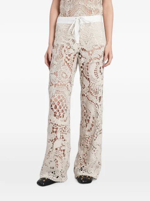 SIEDRES crochet-knit drawstring trousers Neutrals WSS26PA14