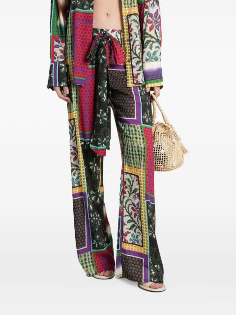 SIEDRES patchwork-print tie-waist trousers Red WSS26PA04