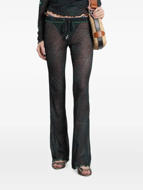 SIEDRES check-pattern lettuce-trim trousers Black WSS26PA11