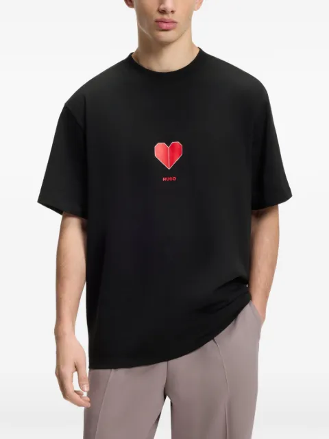 HUGO Dalentin origami-print T-shirt Black 50553429