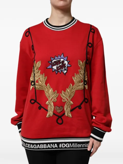 Dolce & Gabbana sequin-embellished embroidered sweatshirt Red 4896249741389
