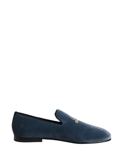 Dolce & Gabbana embroidered velvet loafers Blue A50335