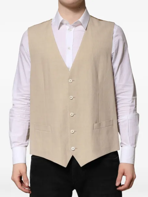 Dolce & Gabbana button-up linen waistcoat Neutrals I7220M