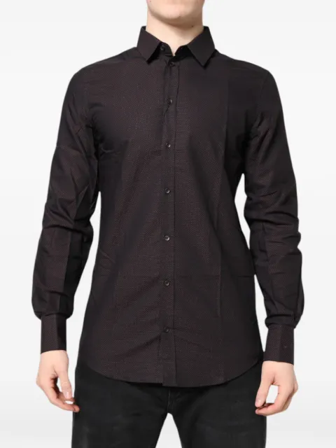 Dolce & Gabbana dot-pattern long-sleeve shirt Brown G5EJ0T