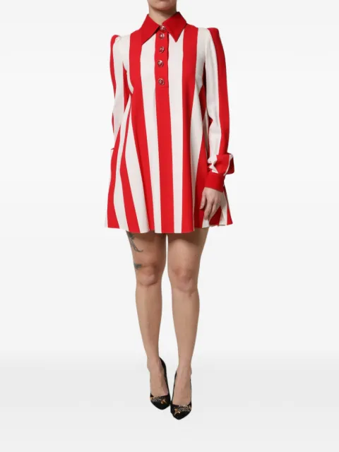 Dolce & Gabbana striped long-sleeve mini dress Red F6H2STFSRMG