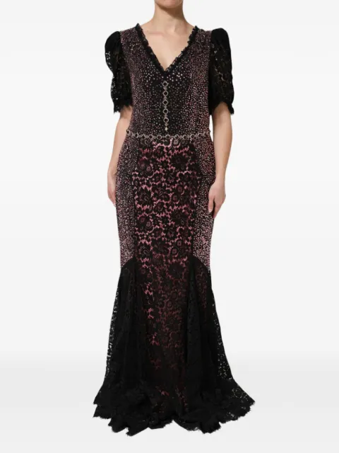 Dolce & Gabbana crystal-embellished lace gown Black F6B8SZ