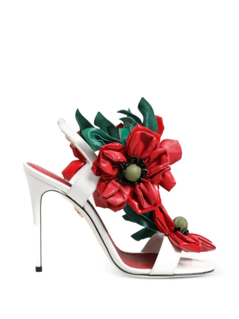 Dolce & Gabbana floral-appliqué heeled sandals White CR1455AG493