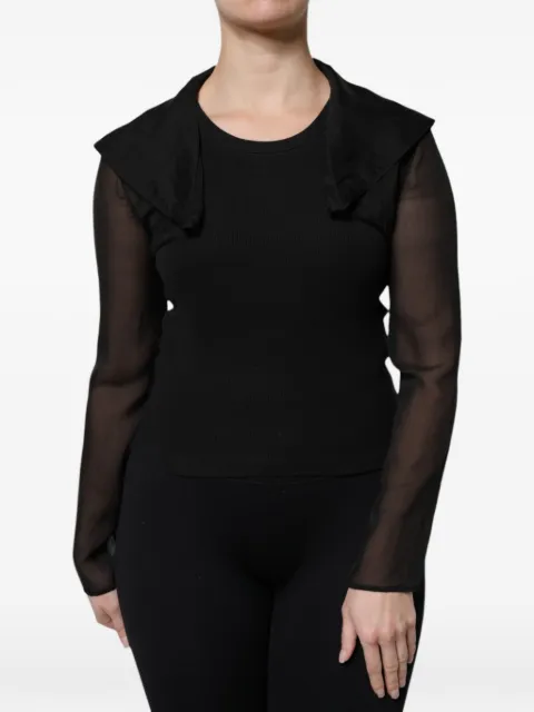 Dolce & Gabbana sheer-sleeve ribbed-knit top Black I2D02WGDBJQ