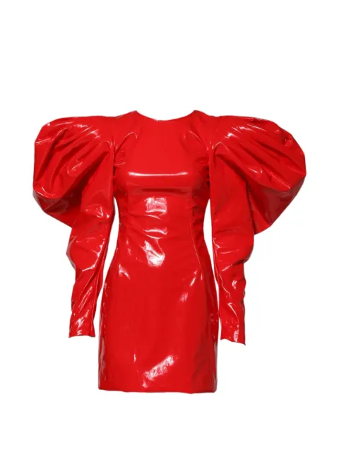 Dolce & Gabbana puff-sleeve patent-finish mini dress Red F6APXT