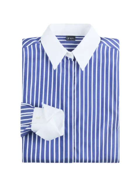 Fay vertical-stripe contrast-collar shirt Blue NCWA1526260ZCR