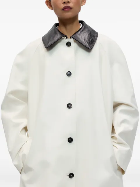 Cordera leather-collar trench coat White 263057W