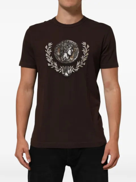 Dolce & Gabbana Laurel-print T-shirt Brown G8PE3TG7J6G