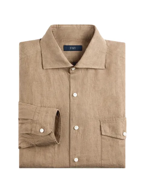 Fay button-flap pocket shirt Neutrals NCMA152262LZCG