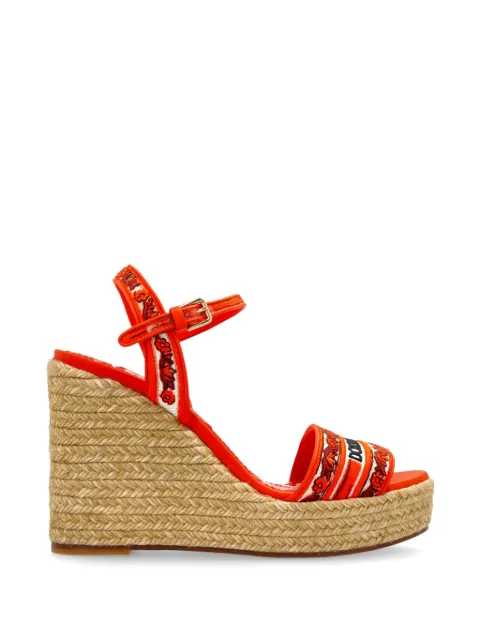 Dolce & Gabbana logo-embroidered wedge sandals Orange CZ0318AV804