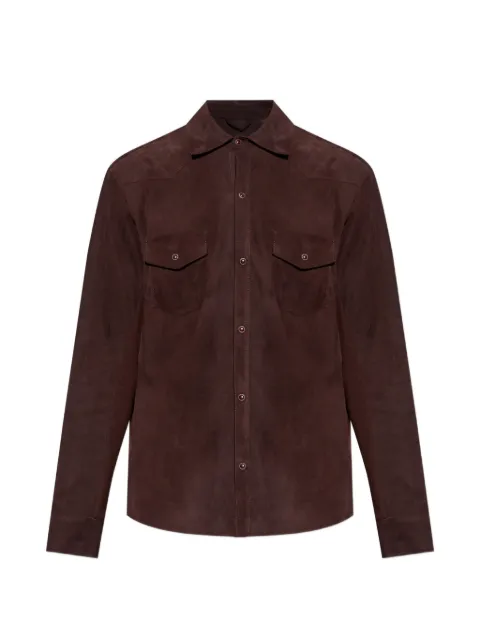Eleventy suede-panelled western-yoke jacket Brown N75GBTK32PEL0N032