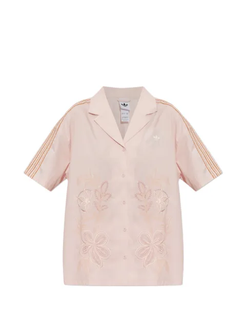 adidas floral-embroidered short-sleeved shirt Pink KY31650