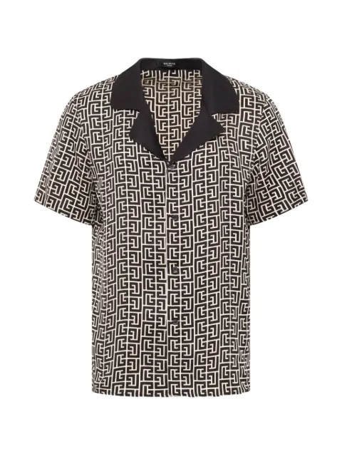 Balmain Monogram short-sleeve shirt Green GH1HN133VI36GXE