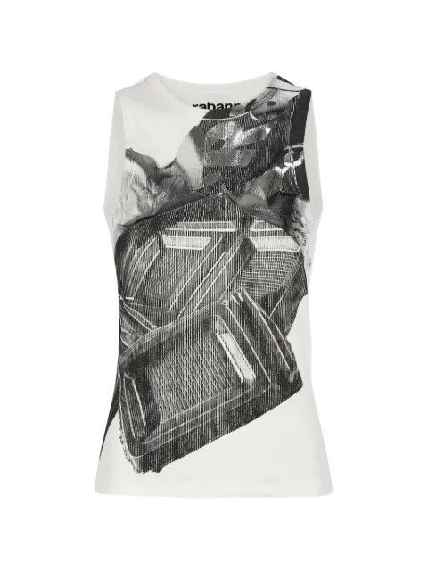 Rabanne graphic-print ribbed tank top White 26AJTE052CO053