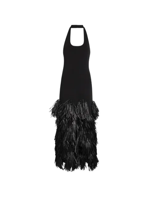Aje Elva fringed-detail maxi dress Black 26PF5838
