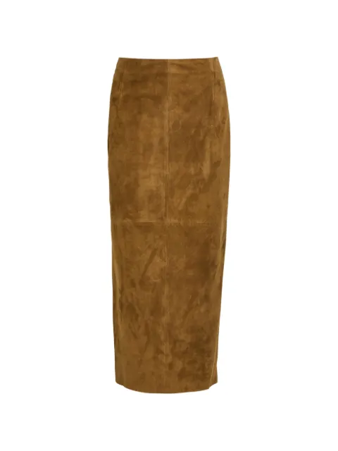 Nour Hammour Selly suede midi skirt Brown PF26CO9