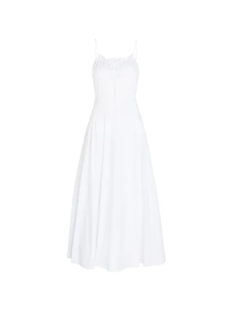 STAUD Margi ruffled pleated midi dress White R26P2278PO