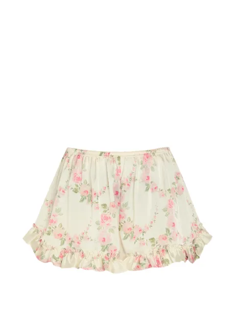 Simone Rocha floral-print ruffled shorts Neutrals 42261344