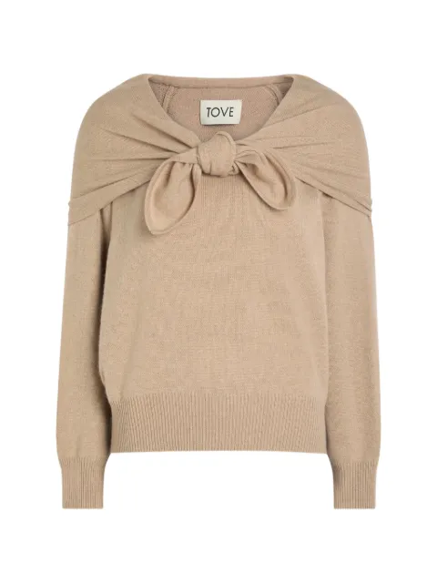 TOVE bow-detail knitted jumper Neutrals TVK016SND