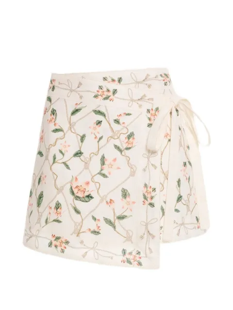 Agua By Agua Bendita Luna floral-print mini wrap skirt Neutrals 21988