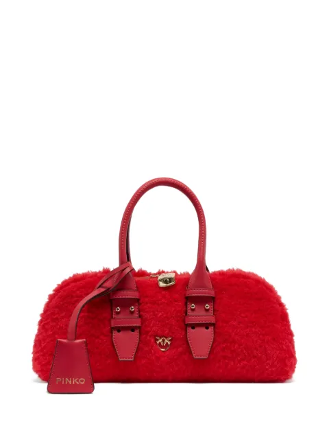 PINKO Love Birds faux-shearling tote bag Red 105334A3O9