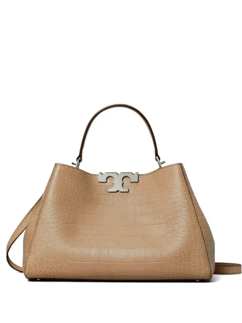 Tory Burch Eleanor soft croc-embossed satchel bag Neutrals 178748