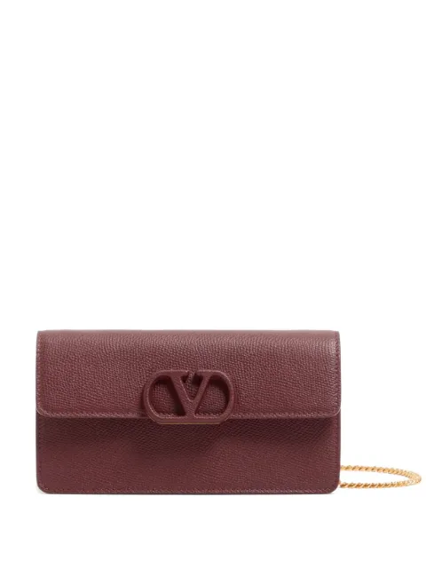 Valentino Garavani VLogo Signature grainy calfskin wallet with chain Red WP0BB4BEMAFD