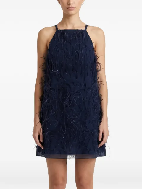 PINKO feather-trim sequin-embellished dress Blue 105572A2SP