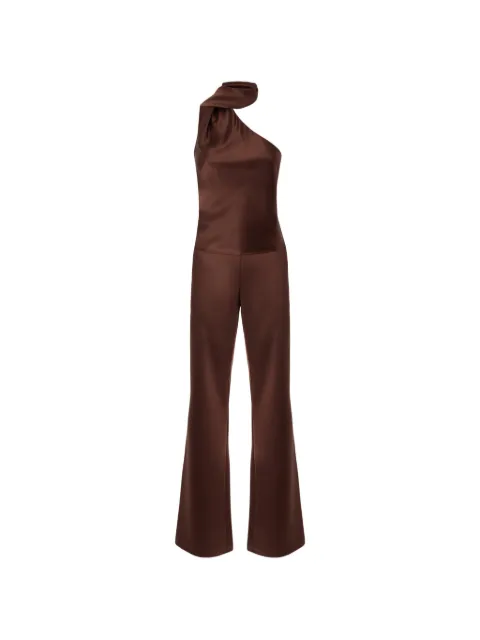PINKO long satin jumpsuit with sash Brown 107538A3GB