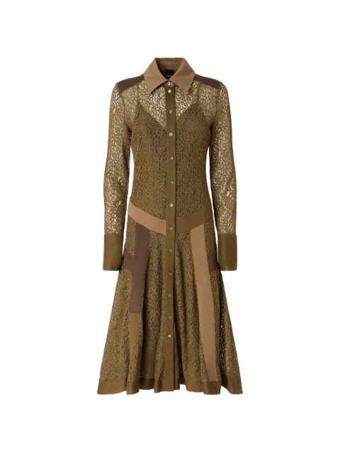PINKO lace-panelled midi shirt dress Green 107782A3NT