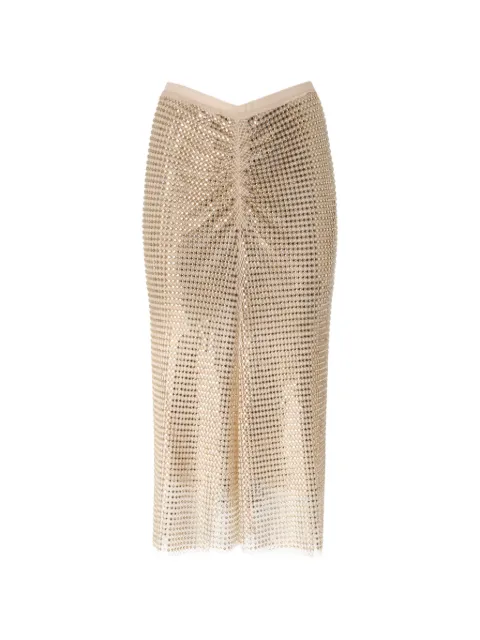PINKO crystal-embellished ruched midi skirt Gold 107323A3IH