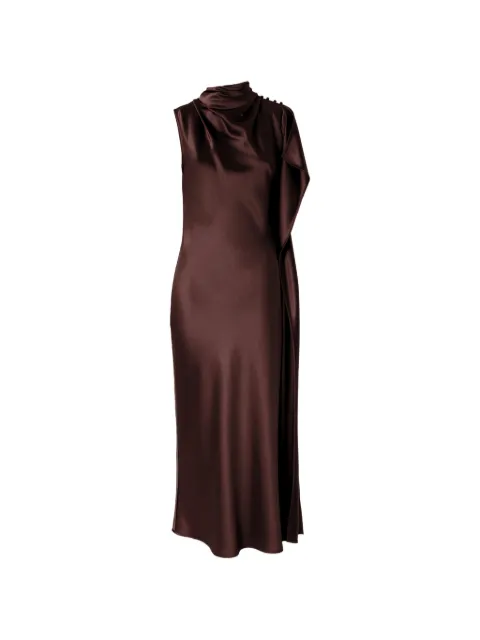 PINKO long, one-shoulder satin dress Brown 107537A3GB