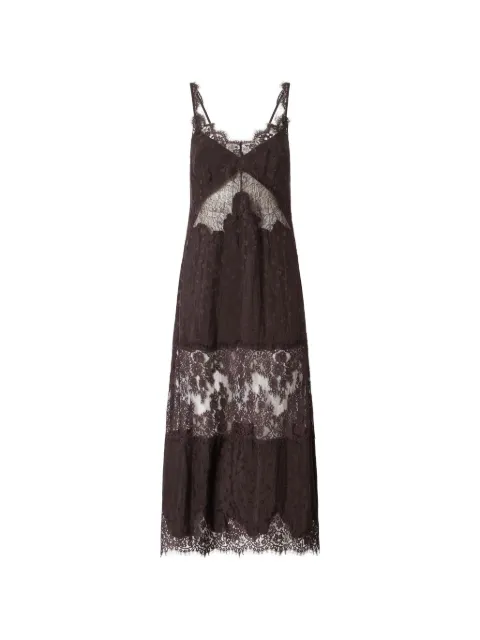 PINKO midi slip dress with lace bands Brown 107347A3FC