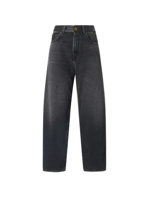 PINKO leather-trim wide-leg jeans Grey 103857A3GW