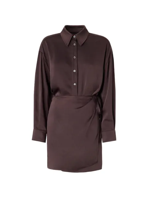 PINKO wrap-style long-sleeve shirt dress Brown 107369A3HL